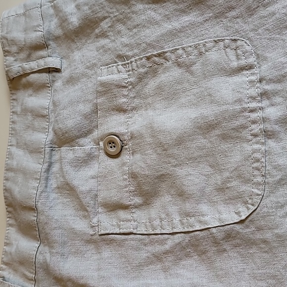 Cynthia Rowley linen slacks womens 14 ecru front cargo & back patch pocket - Picture 14 of 14